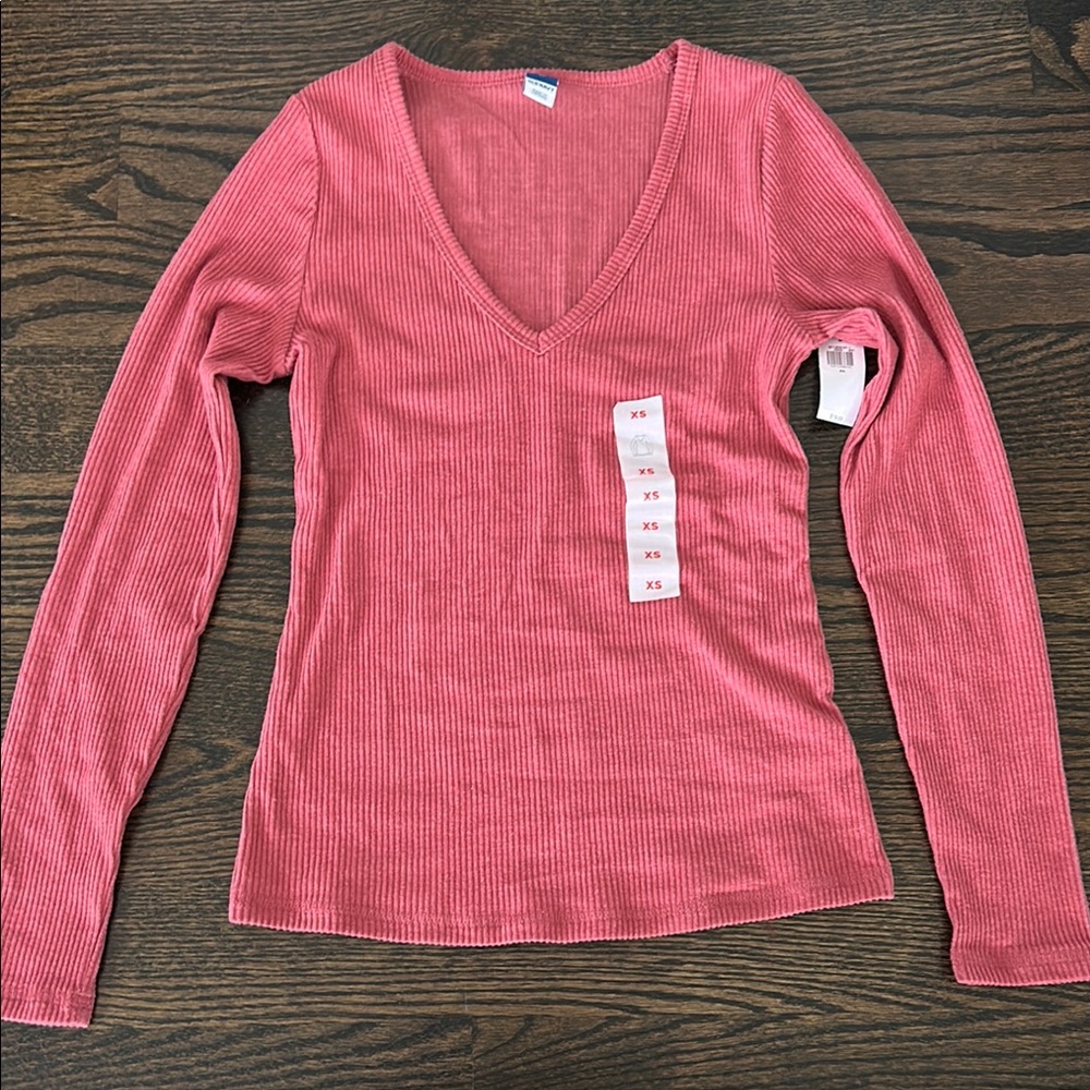 Old Navy Pink Fitted Long Sleeve Tee
